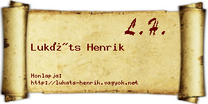 Lukáts Henrik névjegykártya