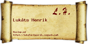 Lukáts Henrik névjegykártya